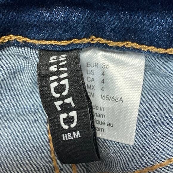 H&M Women's Blue Dark Wash High Rise Flared Bootcut Bell Bottom Denim Jeans 4 - Picture 4 of 4